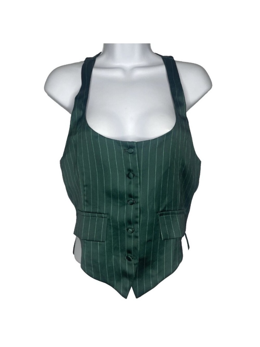 Lioness Green Pinstripe Vest